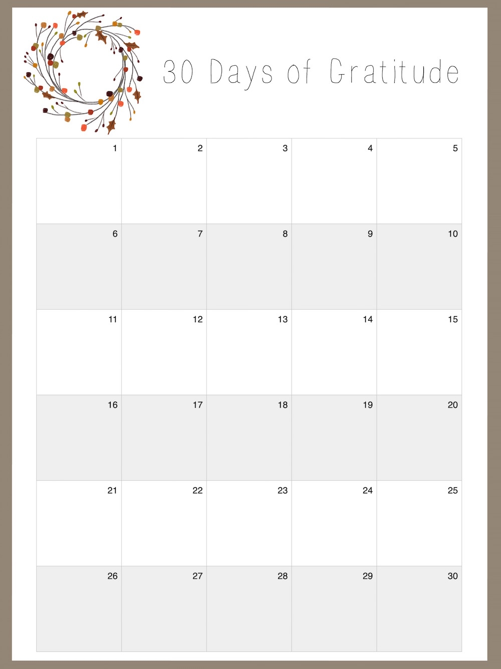 30 Days Of Gratitude FREE Printable Beneath My Heart 30 Days Of Gratitude FREE Printable Beneath My Heart