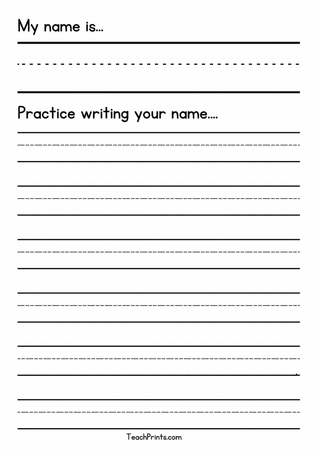 Preschool Printable Name Writing Worksheets