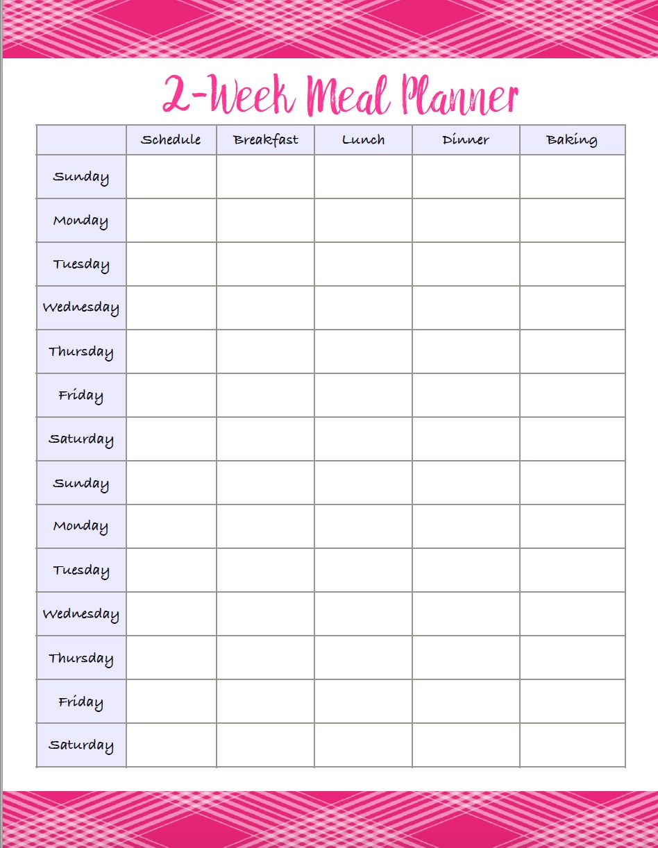 Free Printable Food Calendar