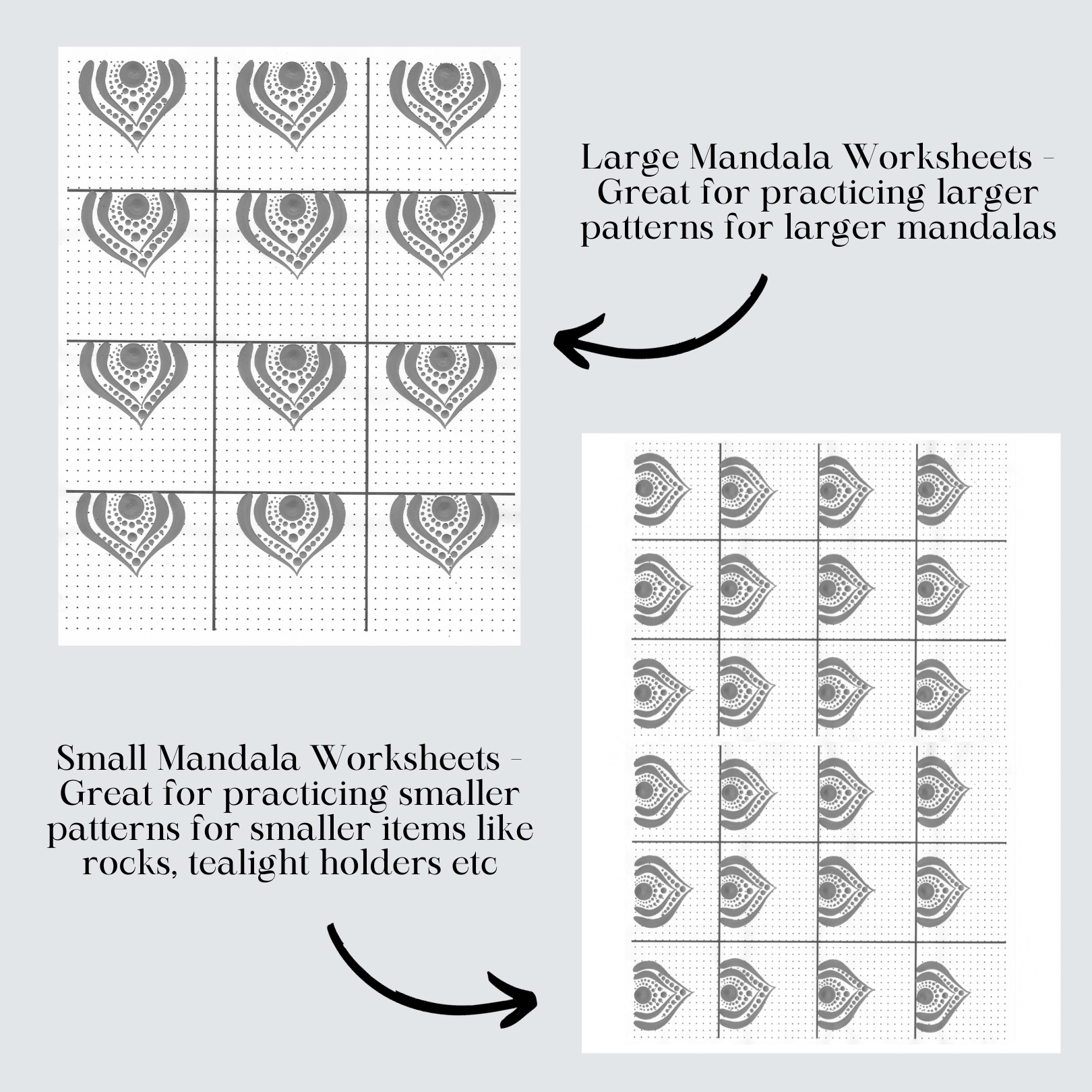 40 Mandala Brushstrokes Practice Pattern Sheets