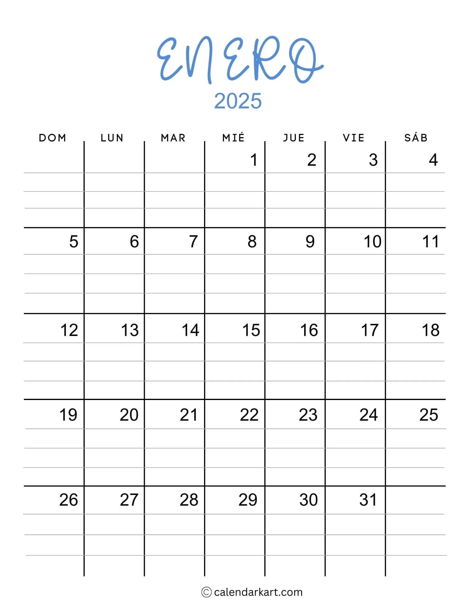 40 Printable January 2025 Calendars Free Pdf Calendarkart