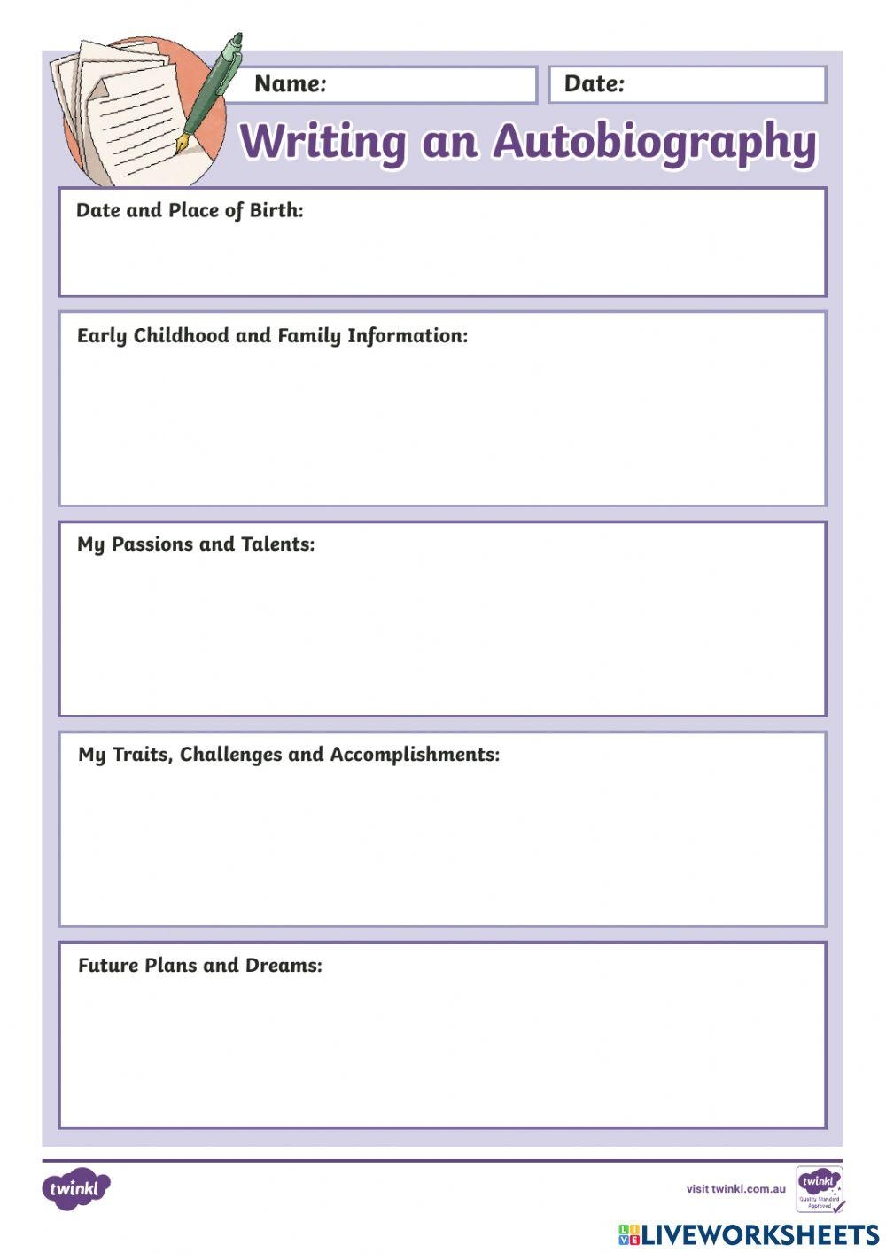 Free Printable Autobiography Worksheets
