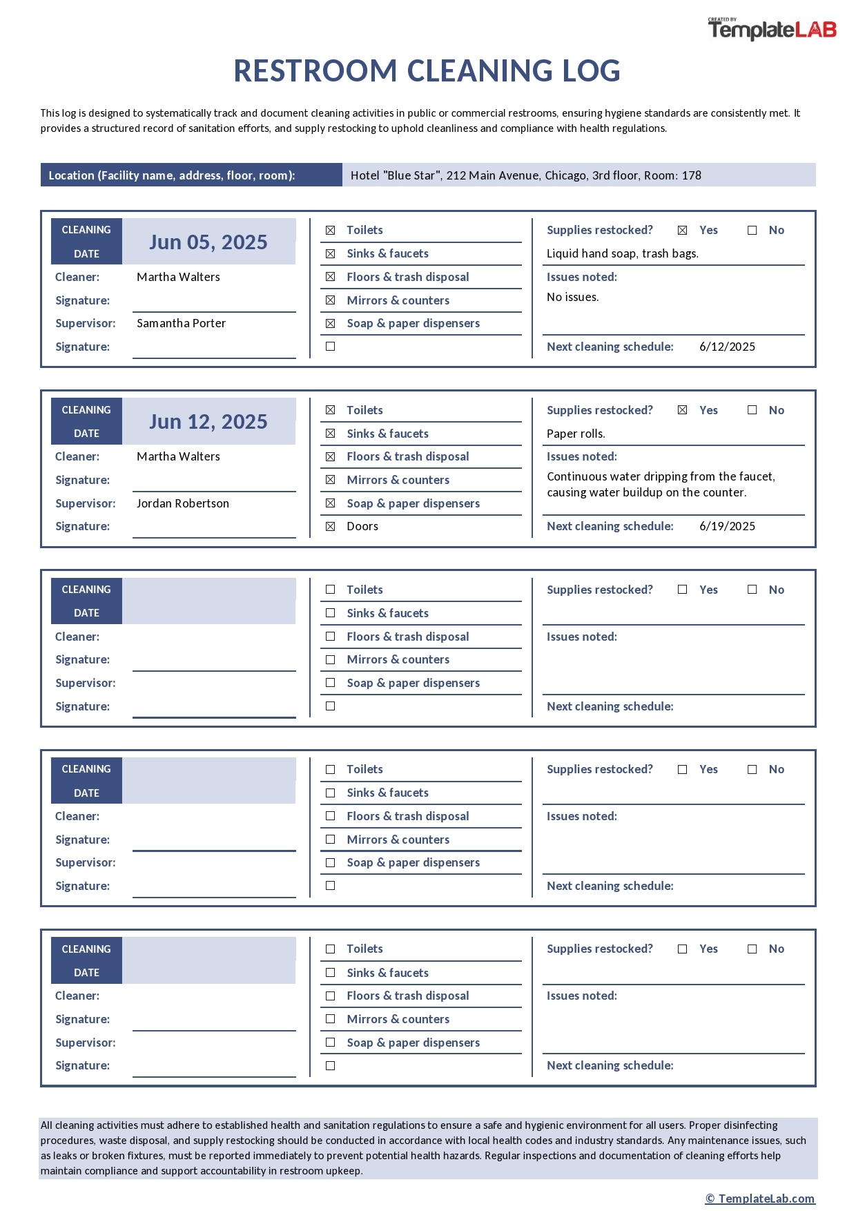 Free Printable Bathroom Cleaning Log Sheet Free Printable Bathroom Cleaning Log Sheet