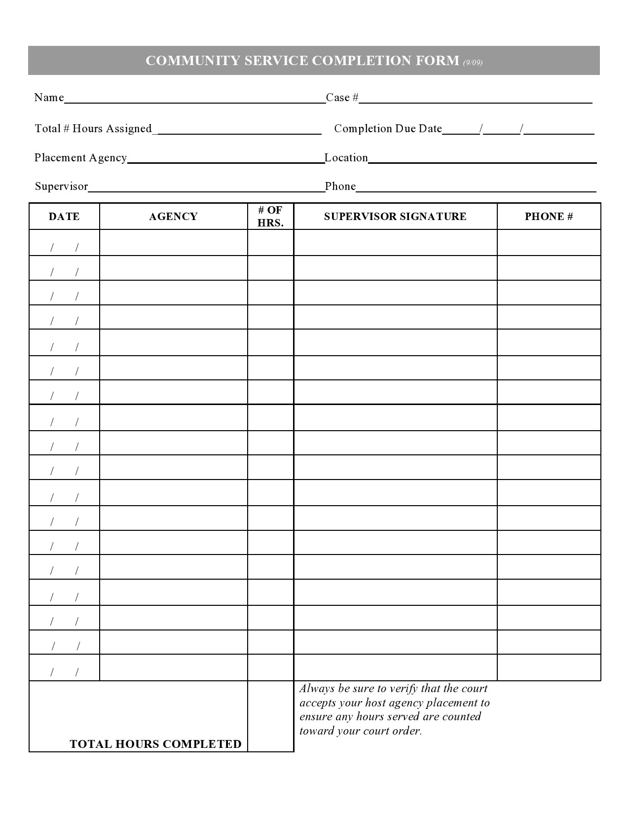 44 Printable Community Service Forms MS Word TemplateLab 44 Printable Community Service Forms MS Word TemplateLab