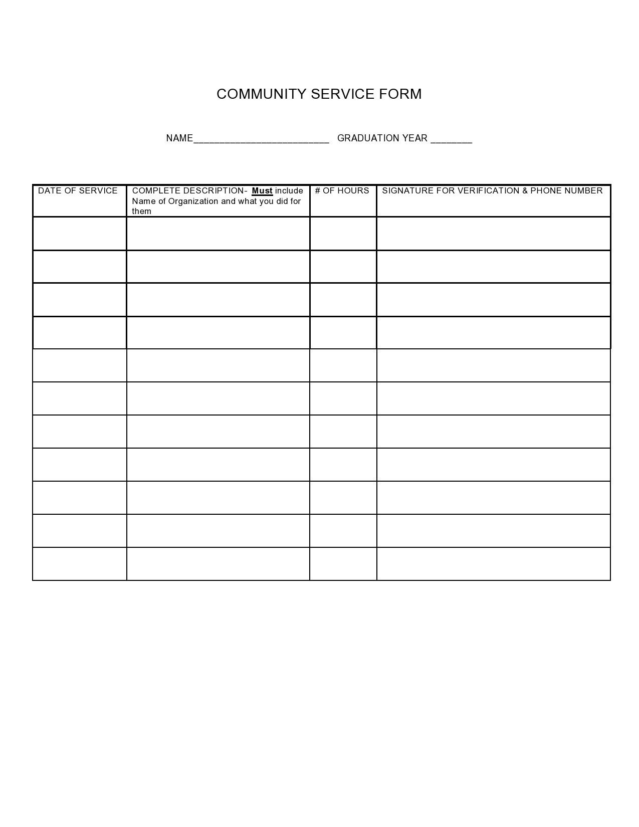 44 Printable Community Service Forms MS Word TemplateLab 44 Printable Community Service Forms MS Word TemplateLab