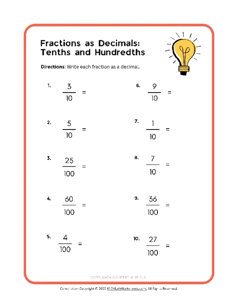 Decimal Printable Worksheets Decimal Printable Worksheets