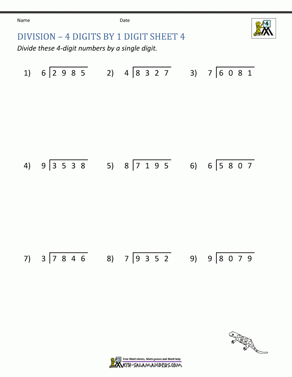 4th Grade Long Division Worksheets 4th Grade Long Division Worksheets
