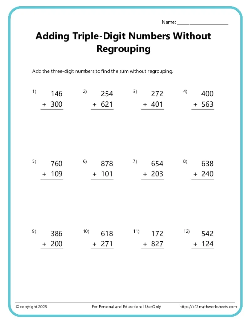 4th Grade Math Worksheets Printable