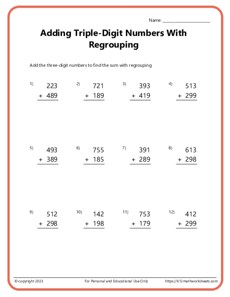 4th Grade Math Worksheets