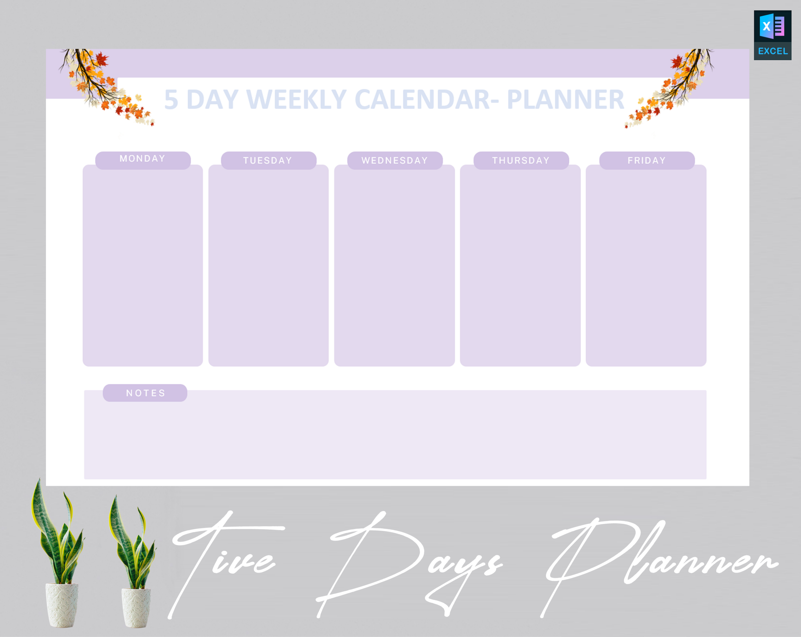 Free Printable 5 Day Calendar