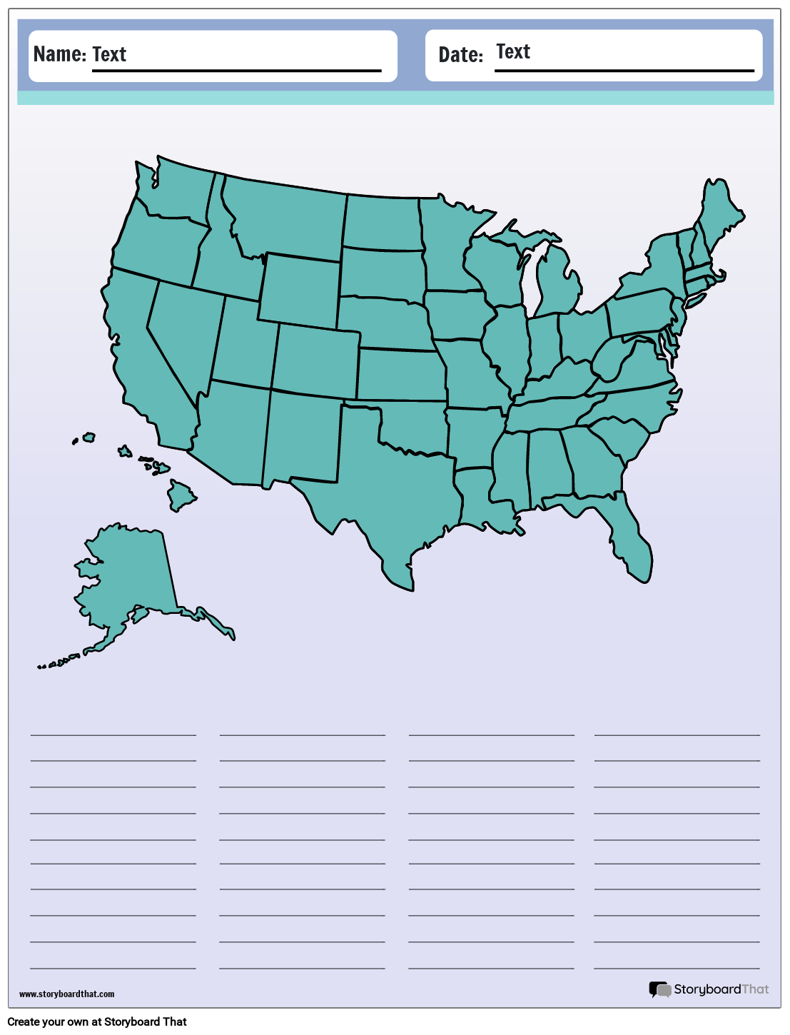 50 States Worksheets Create Print With Storyboard That