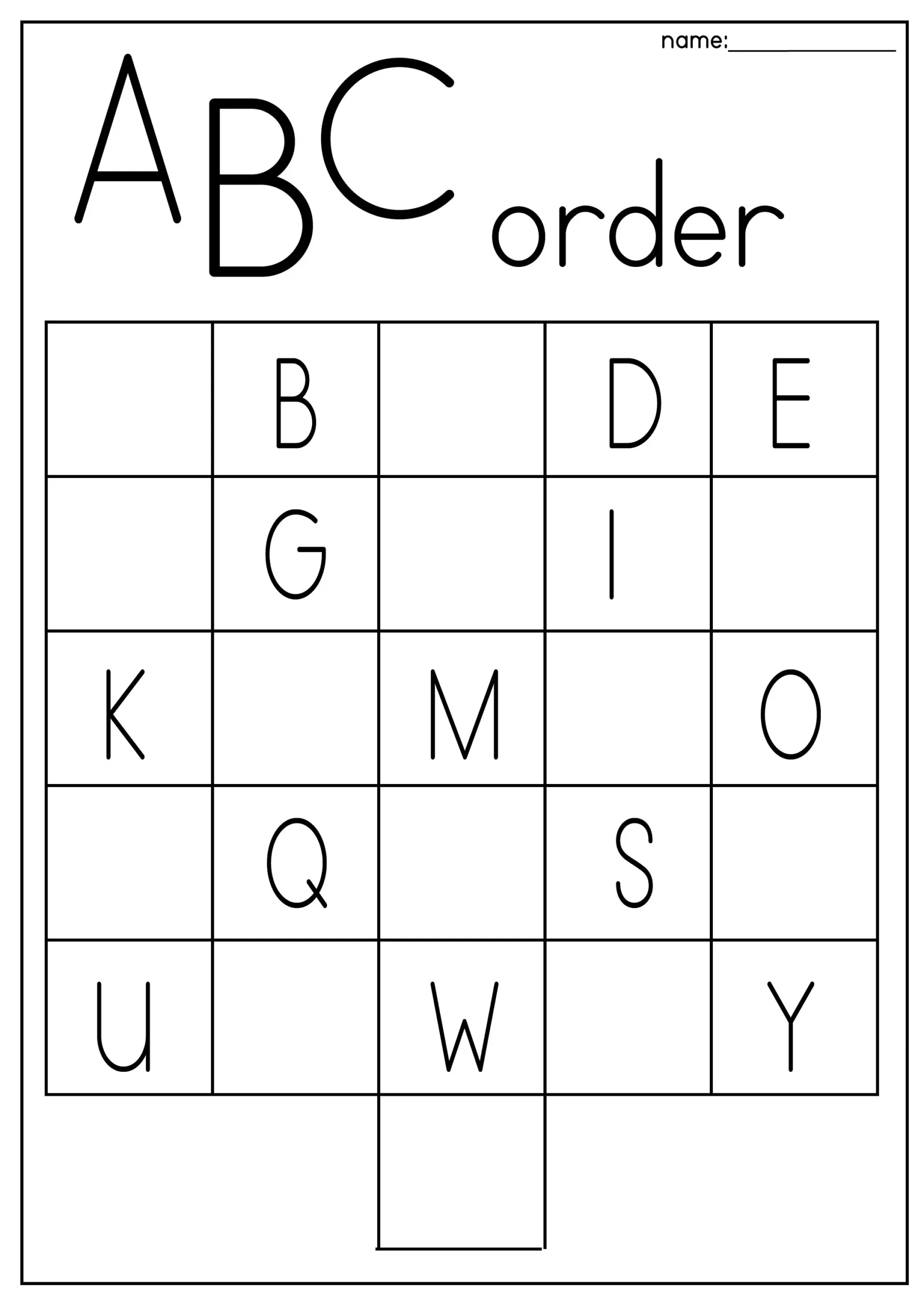 Kindergarten Abc Printable Worksheets