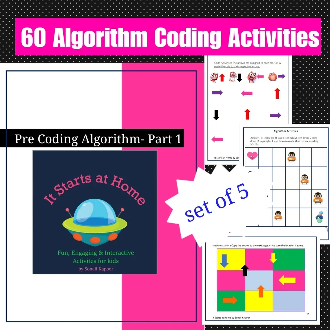 60 Coding Worksheets For Kids Education no Computer Algorithm Instant Digital Download Quiet Book Busy Book STEM Printable Activities Etsy