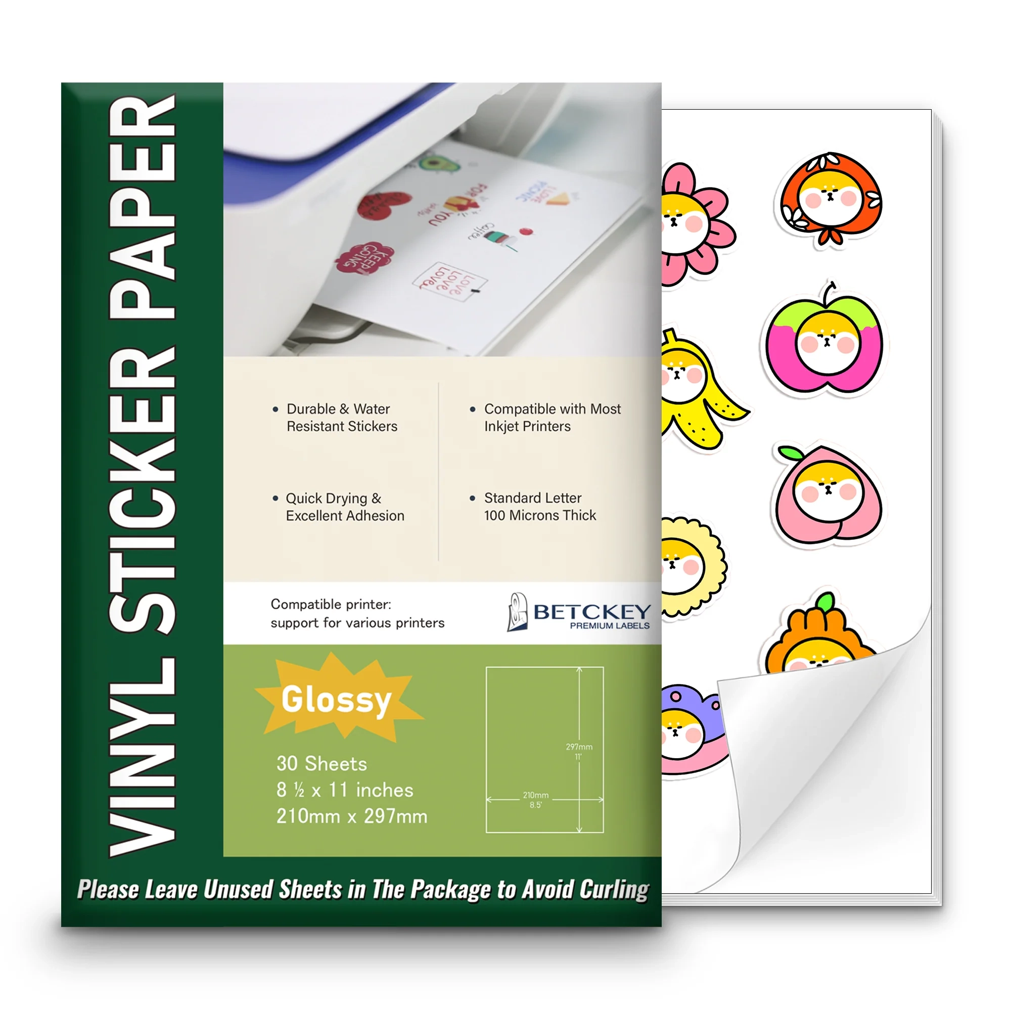 8 5 X 11 Glossy Printable Vinyl Sticker Paper For Inkjet Or Laser Printers Betckey BETCKEY Label