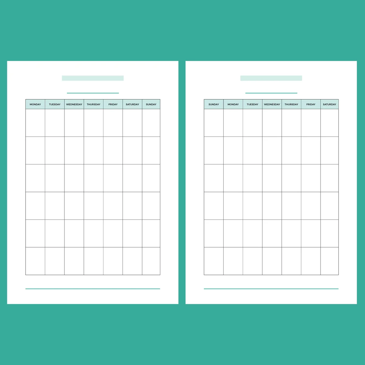 Blank Calendar Template Printable Free