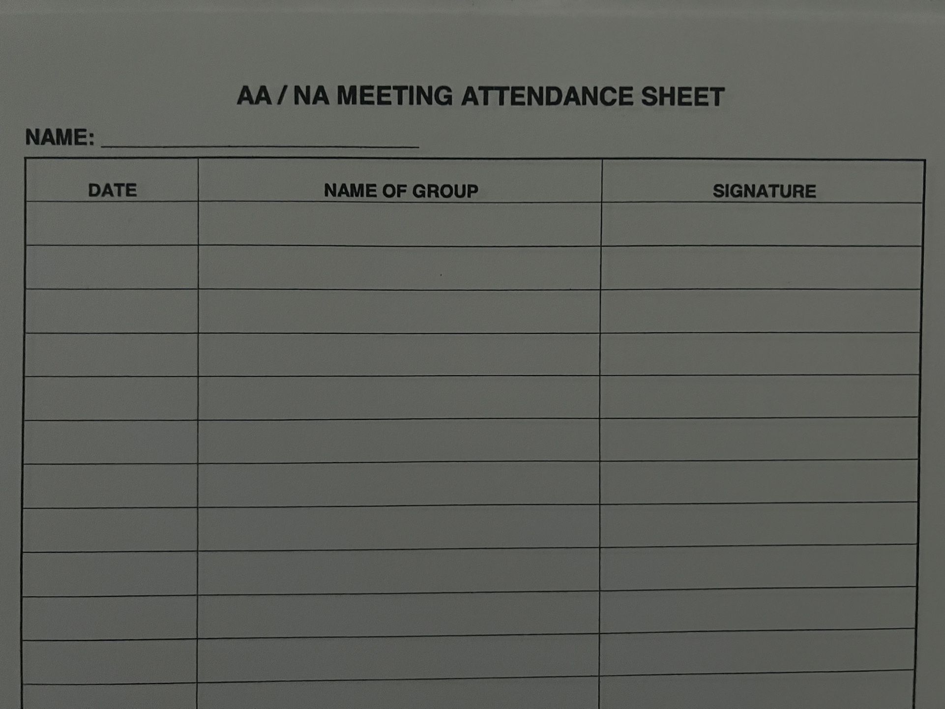 Aa Meeting Sheet Printable