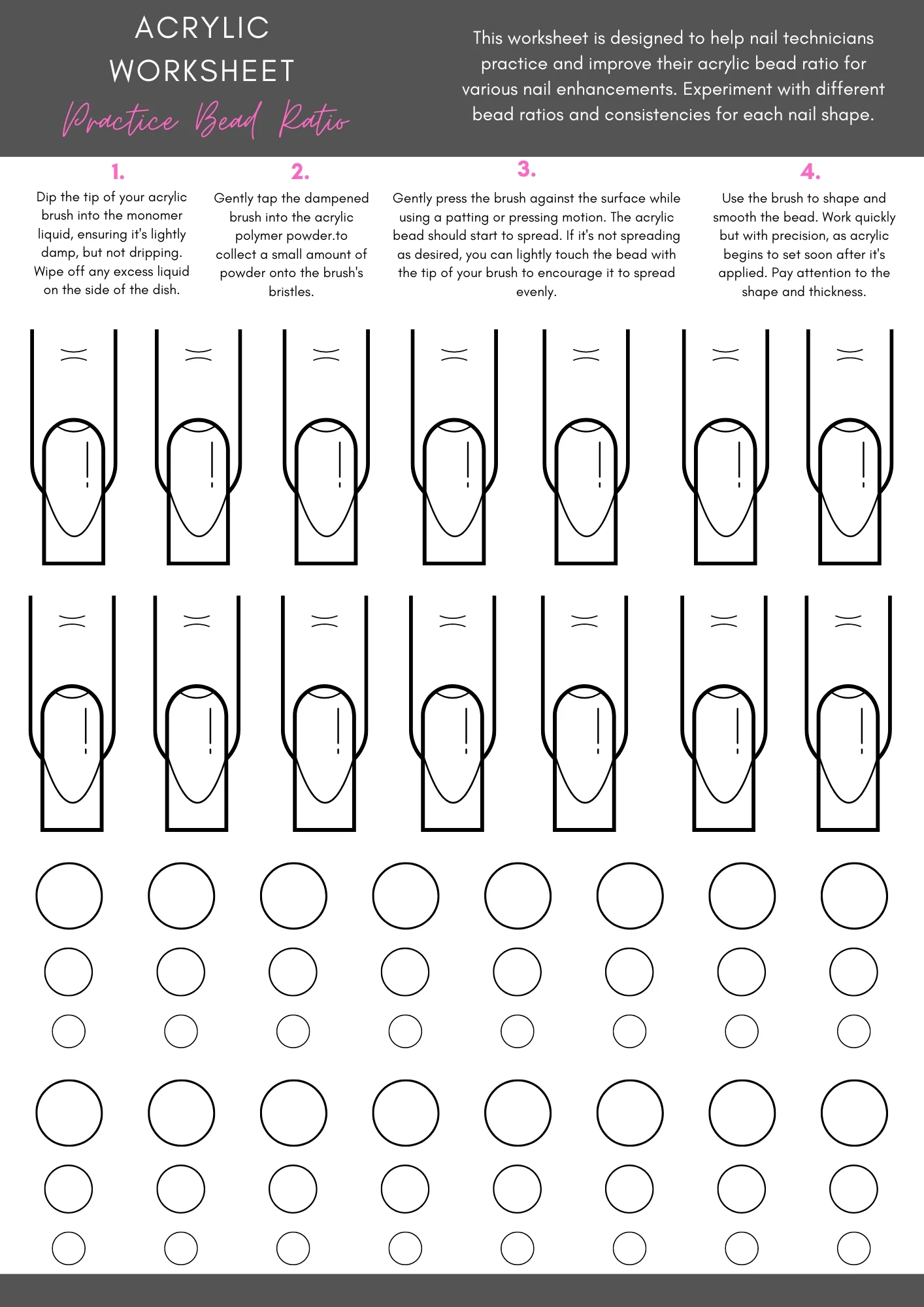 Printable Acrylic Nail Bead Practice Sheet