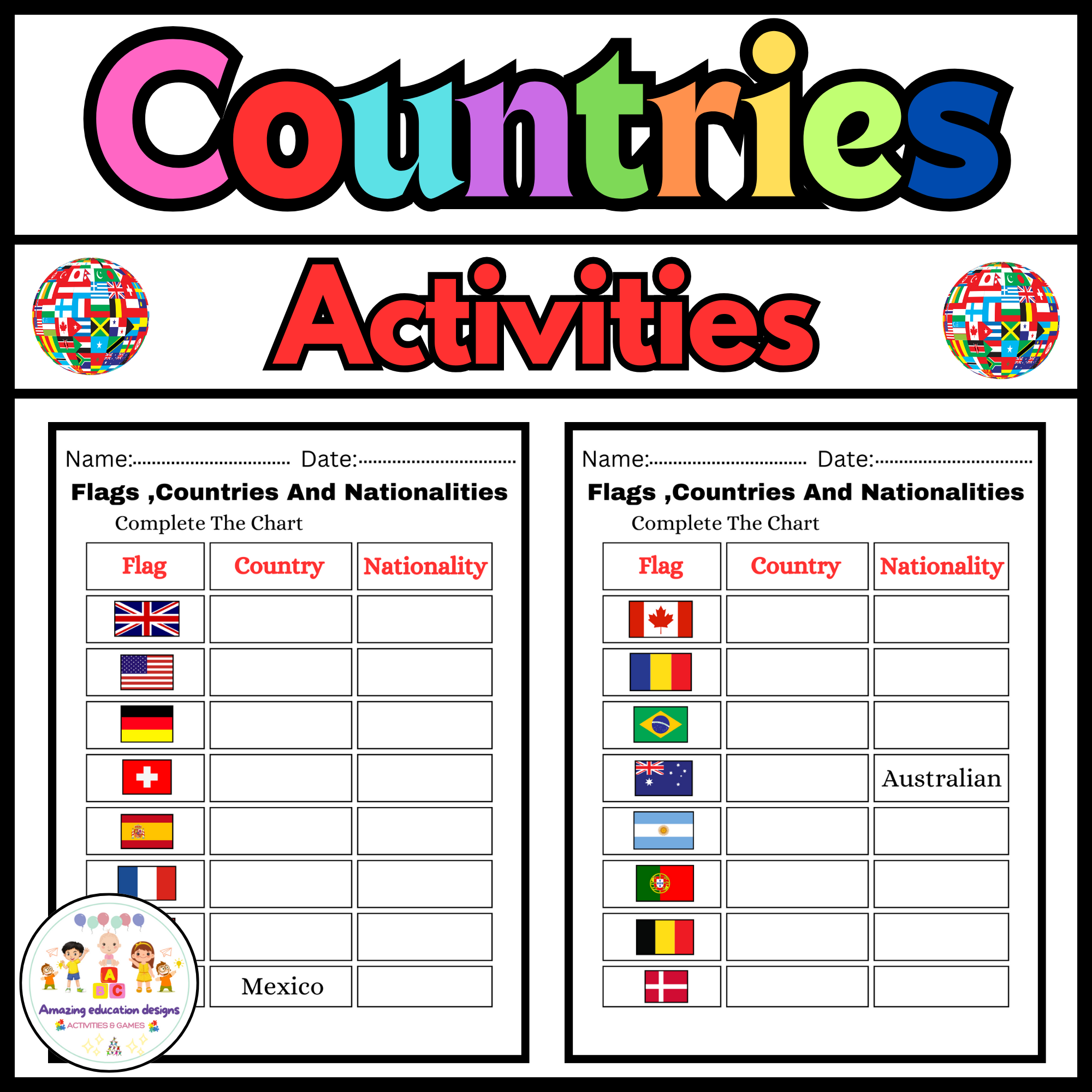 Activities Flags Countries And Nationalities Worksheets Made By Teachers Activities Flags Countries And Nationalities Worksheets Made By Teachers