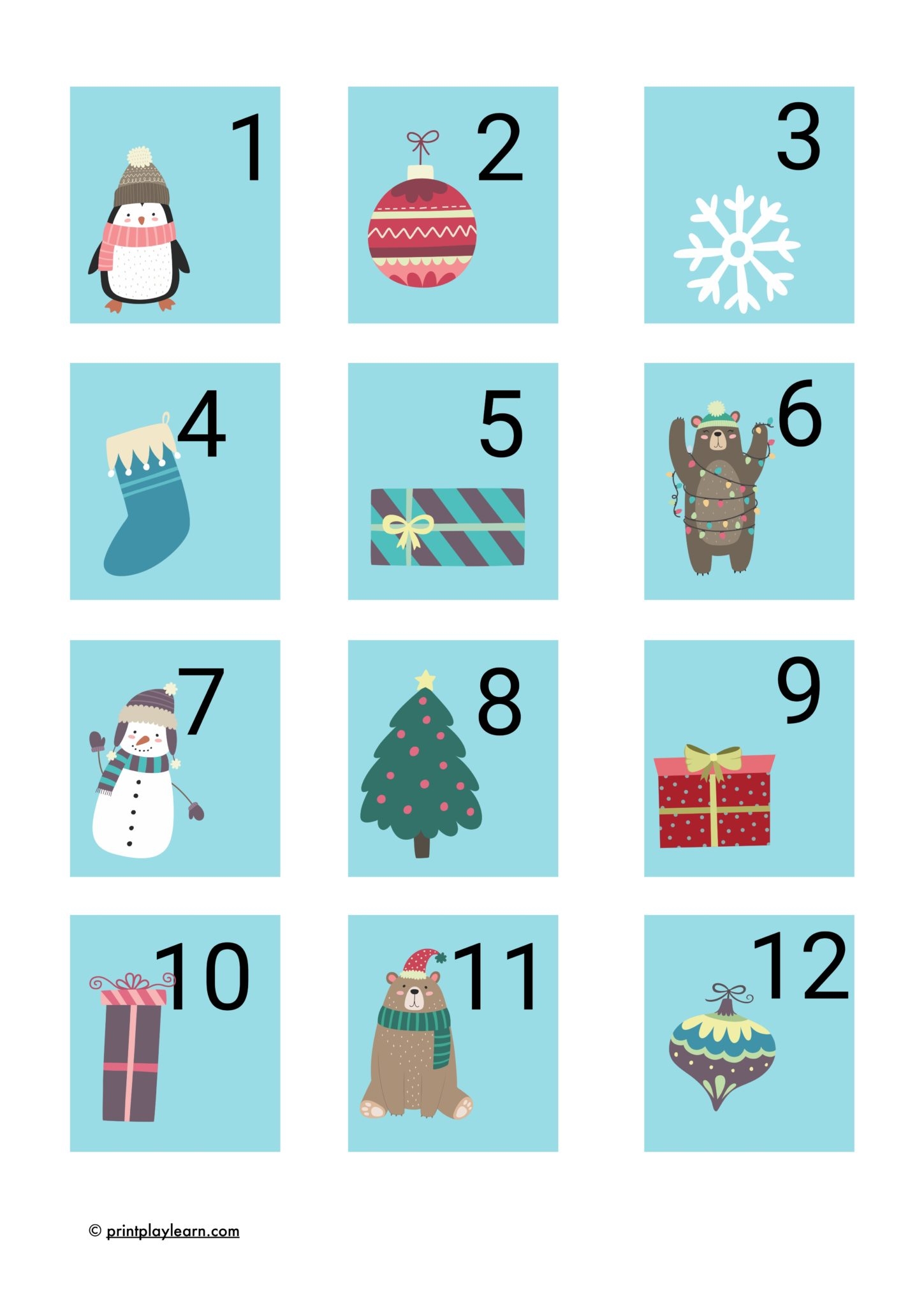 Advent Calendar Free Printable Numbers