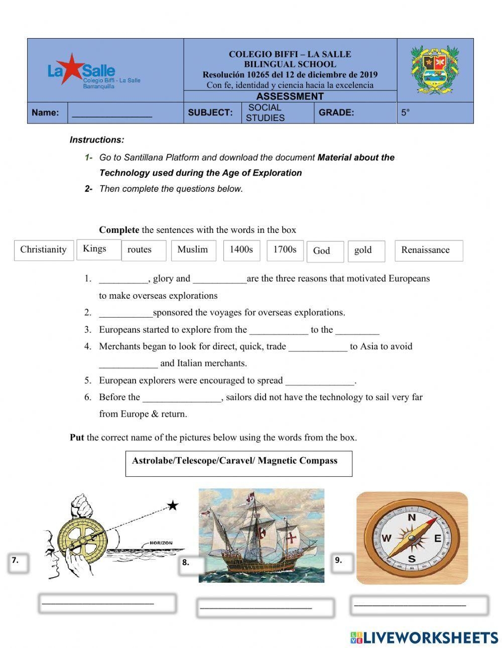 Age Of Explorat Free Interactive Worksheets 2113841 Age Of Explorat Free Interactive Worksheets 2113841