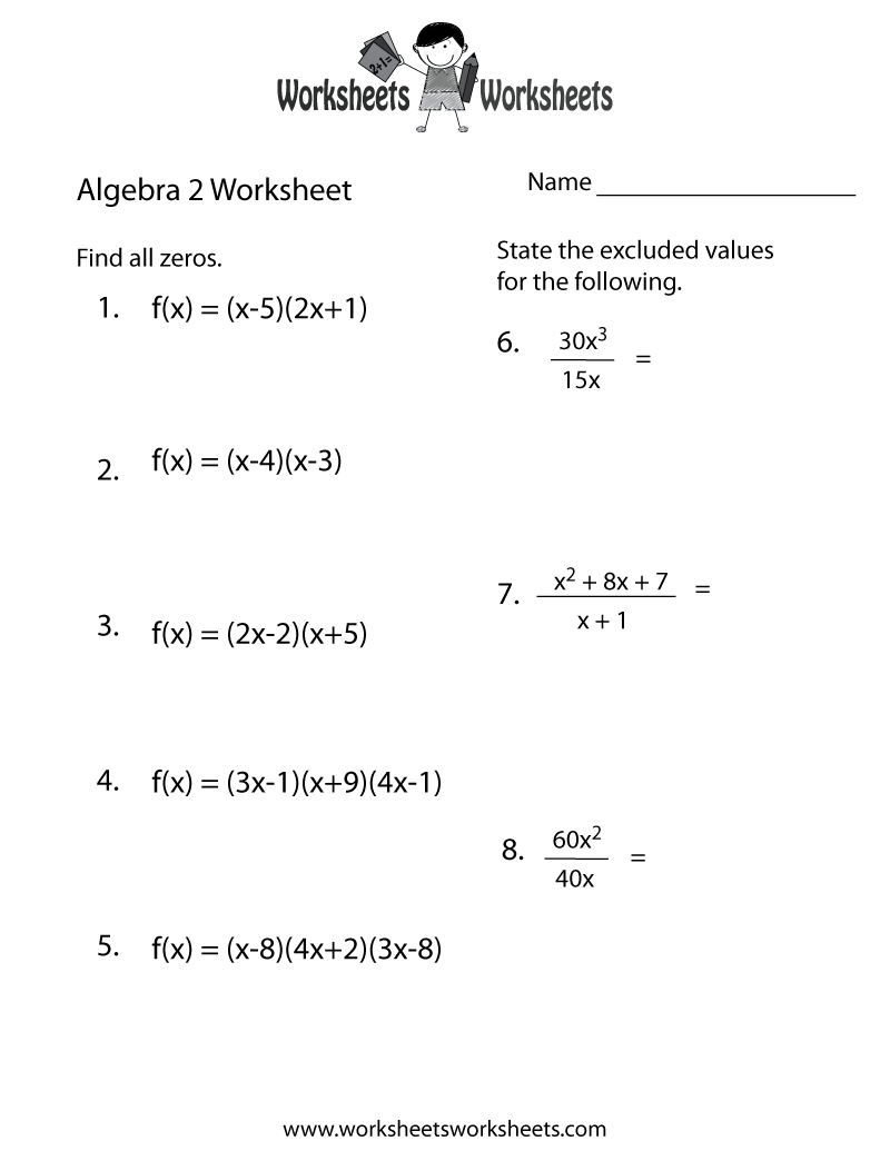 Algebra 2 Practice Worksheet Worksheets Worksheets Algebra 2 Practice Worksheet Worksheets Worksheets