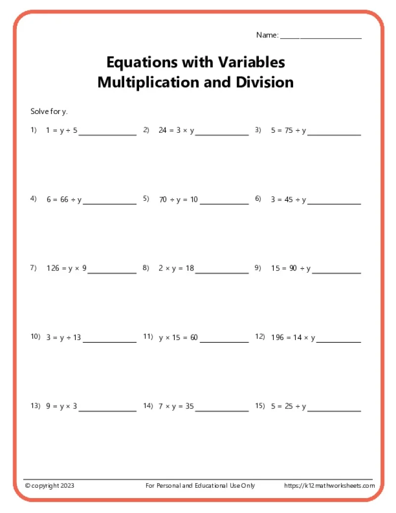 Algebra Worksheets K12 Math Worksheets