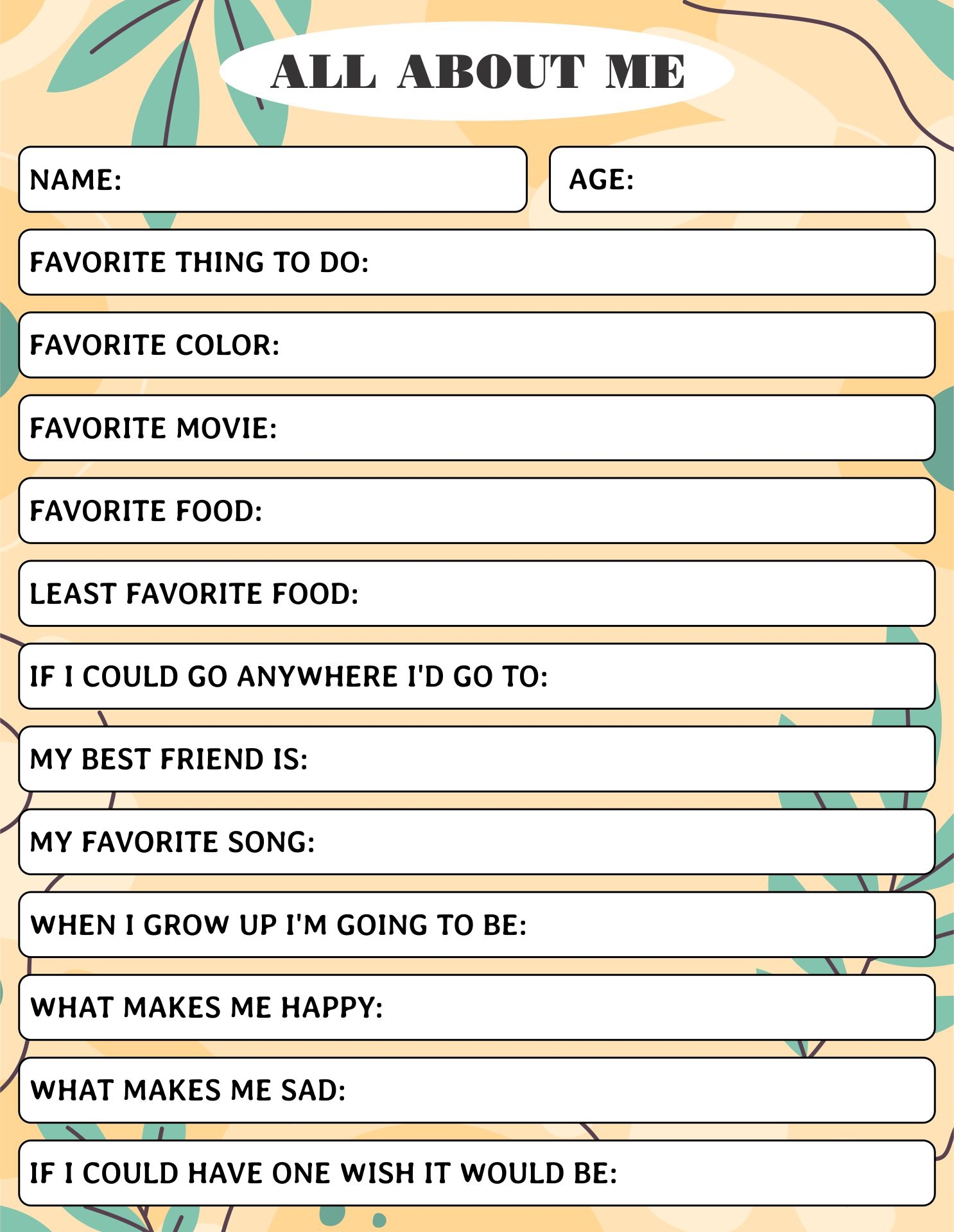 All About Me Adult 20 Free PDF Printables Printablee All About Me Adult 20 Free PDF Printables Printablee