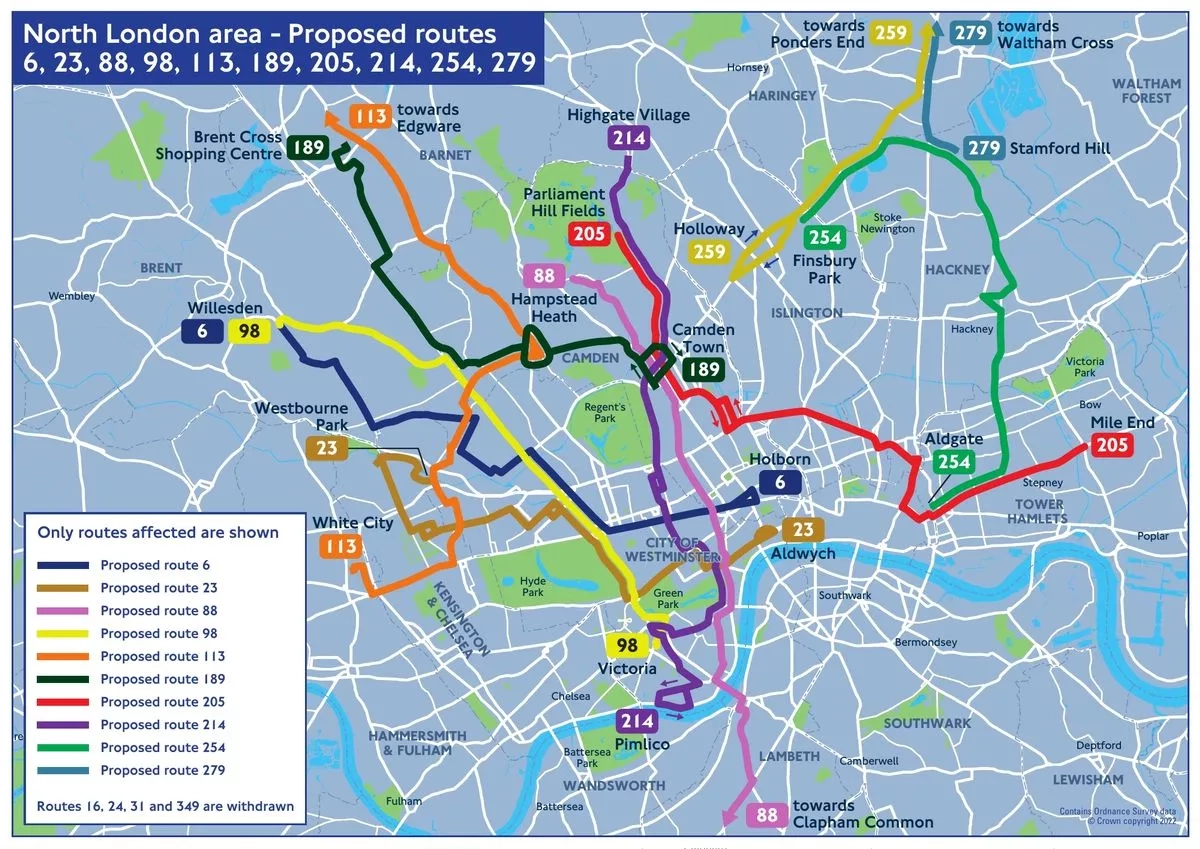 Printable London Bus Routes Map