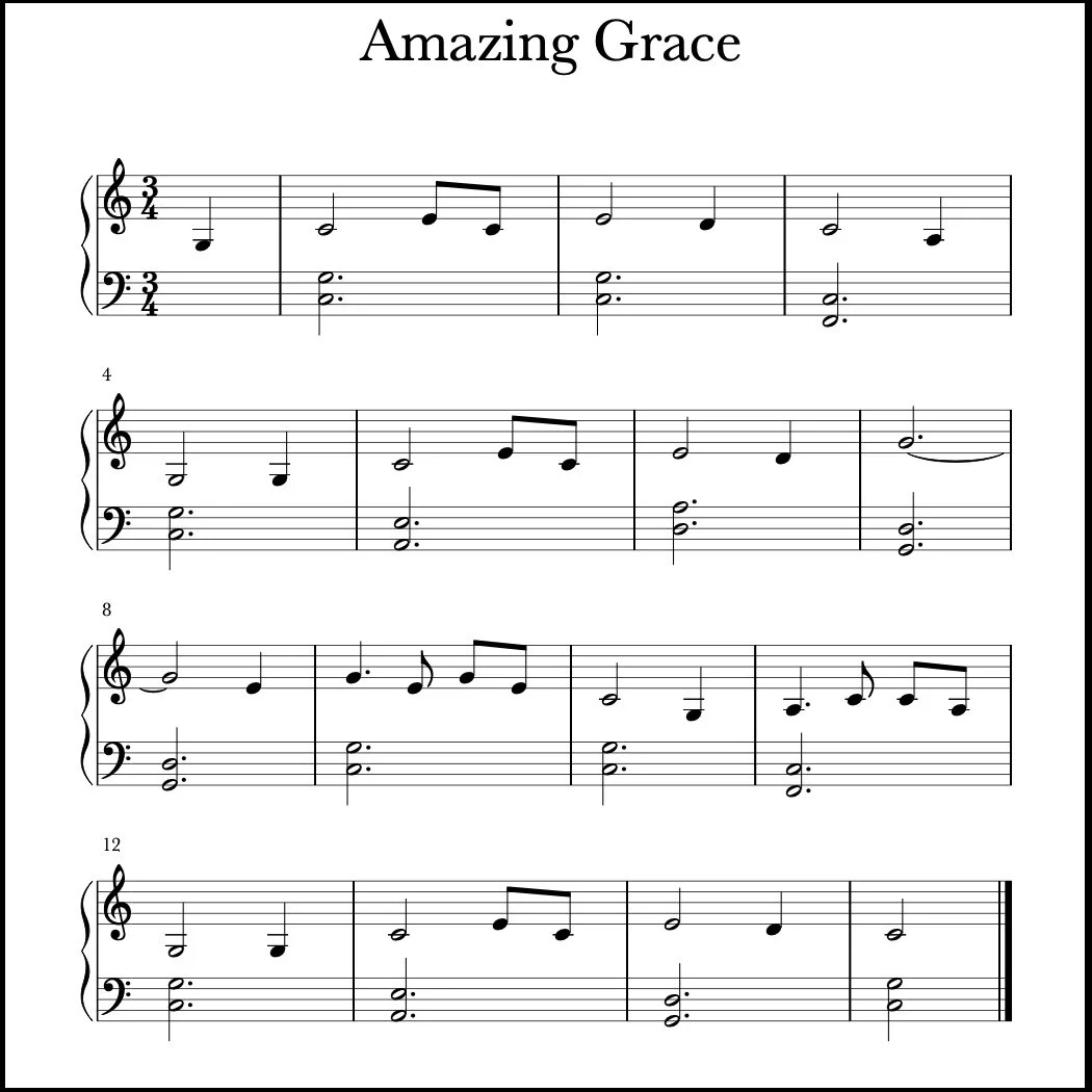 Amazing Grace Free Printable Sheet Music In C Major Vegan Piano Lady