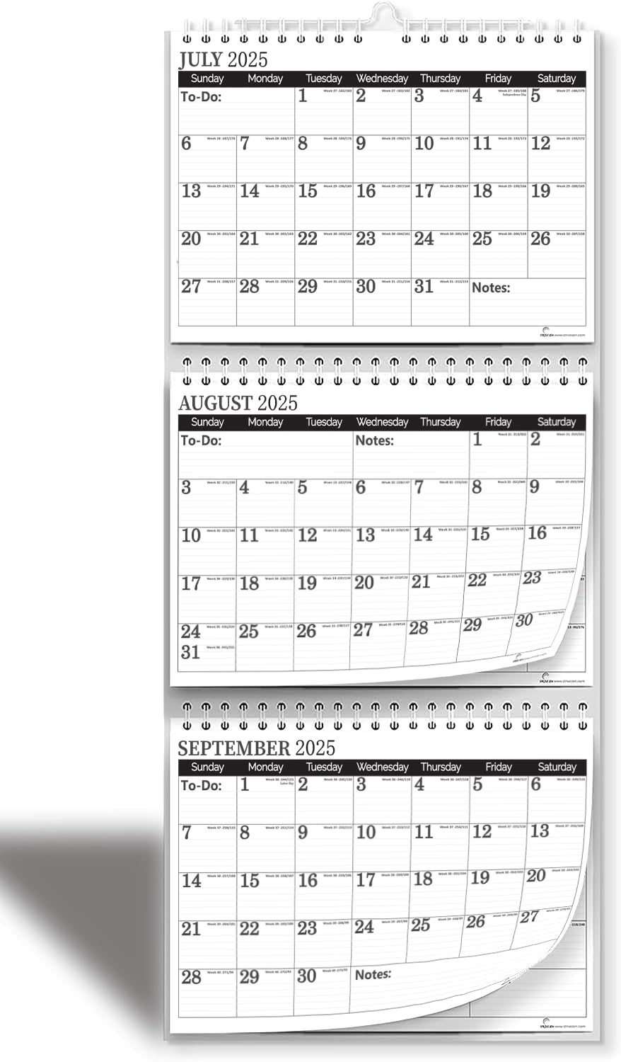 Amazon 3 Month Calendar 2025 2026 Move a Page Monthly Vertical Jul 25 Dec 26 11x25 In Big Ruled Daily Blocks Julian Days Week Number Minimalist Busy Families Office Office Products