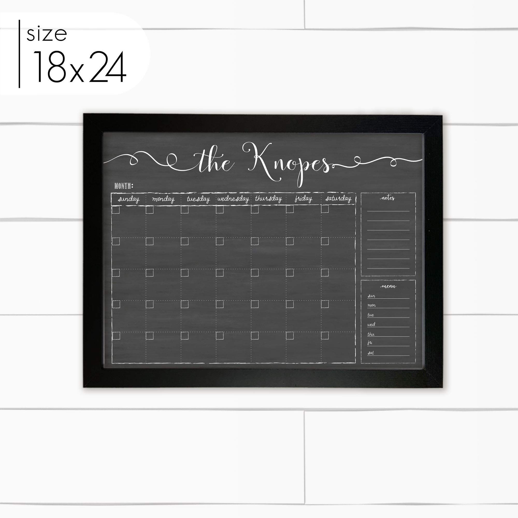 Amazon Chalkboard Calendar 24x18 Or 36x24 Horizontal Framed Dry Erase Planner Free Customization Reusable 18x24 Customized Dry Erase Wall Planner Family Framed Dry Erase Board Perpetual Calendar Office Products