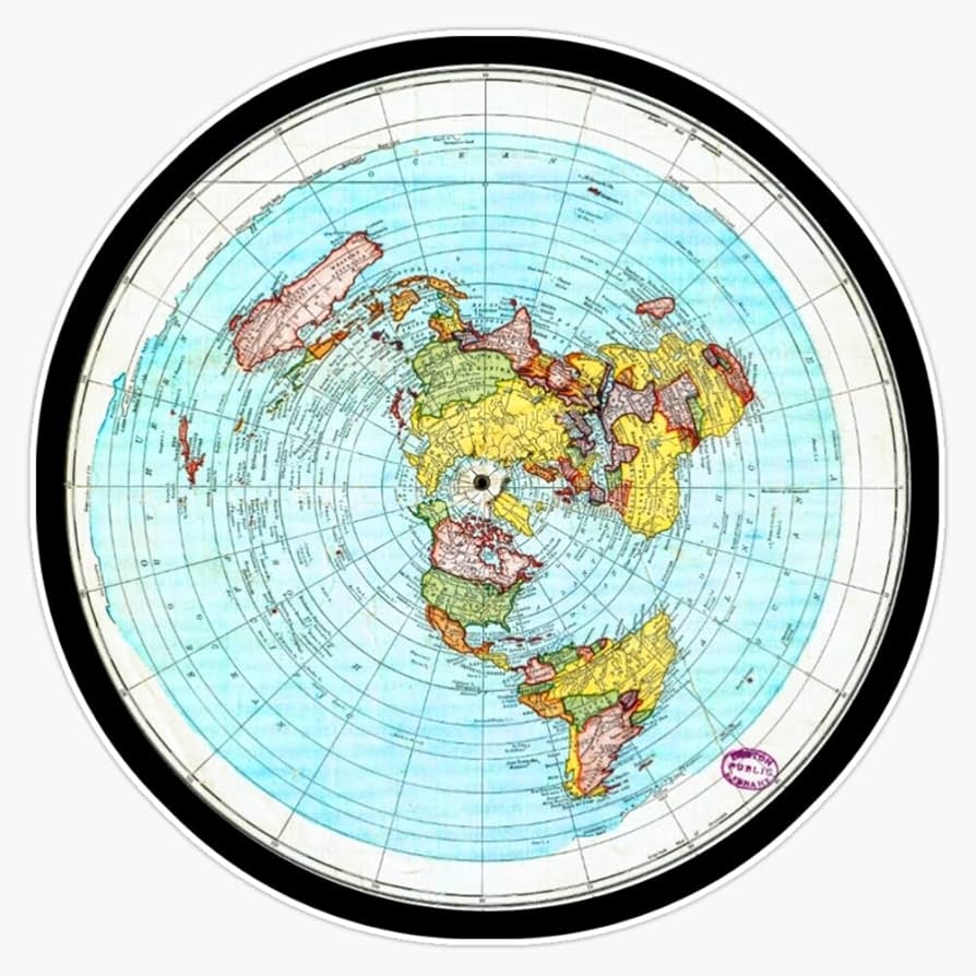 Amazon Flat Earth Map Azimuthal Equidistant Projection Map Sticker Bumper Sticker Vinyl Decal 5 