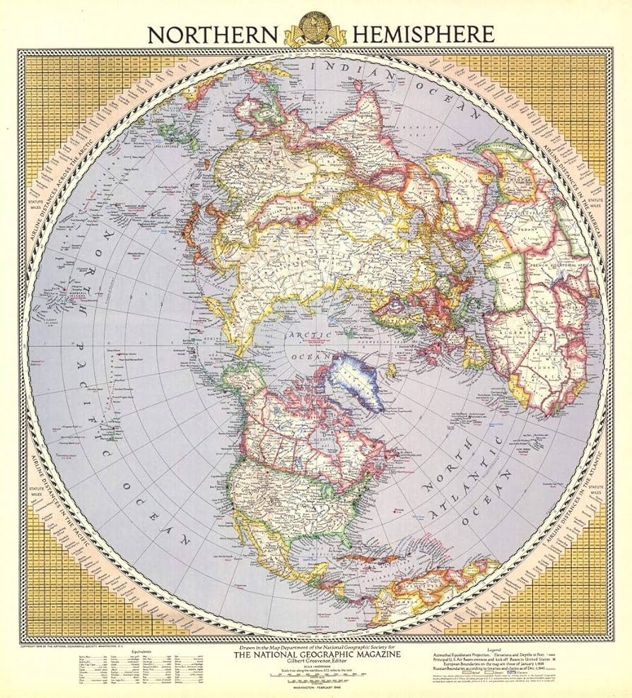 Amazon National Geographic Northern Hemisphere 1946 Historic Wall Map Series 21 75 X 24 Inches Art Quality Print Office Products