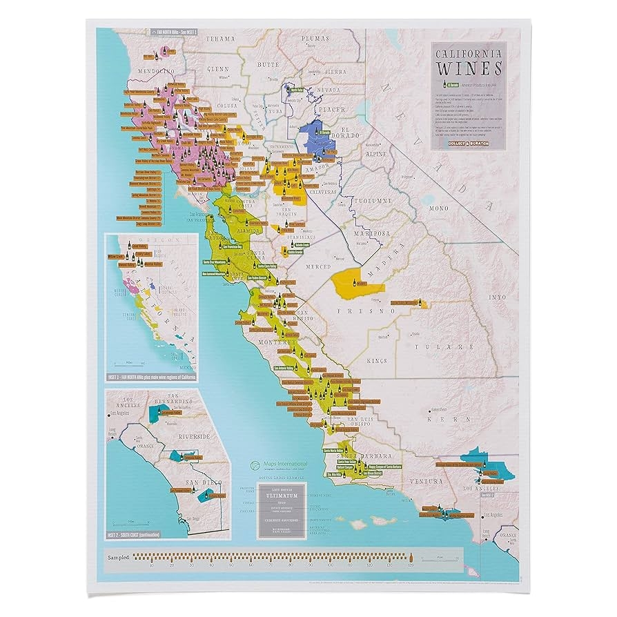 Amazon Scratch Off California Wine Regions Print Poster Gift For Wine Lovers Enthusiasts Regions Sub regions Gift Tube 22 h X 17 w Inches Home Kitchen