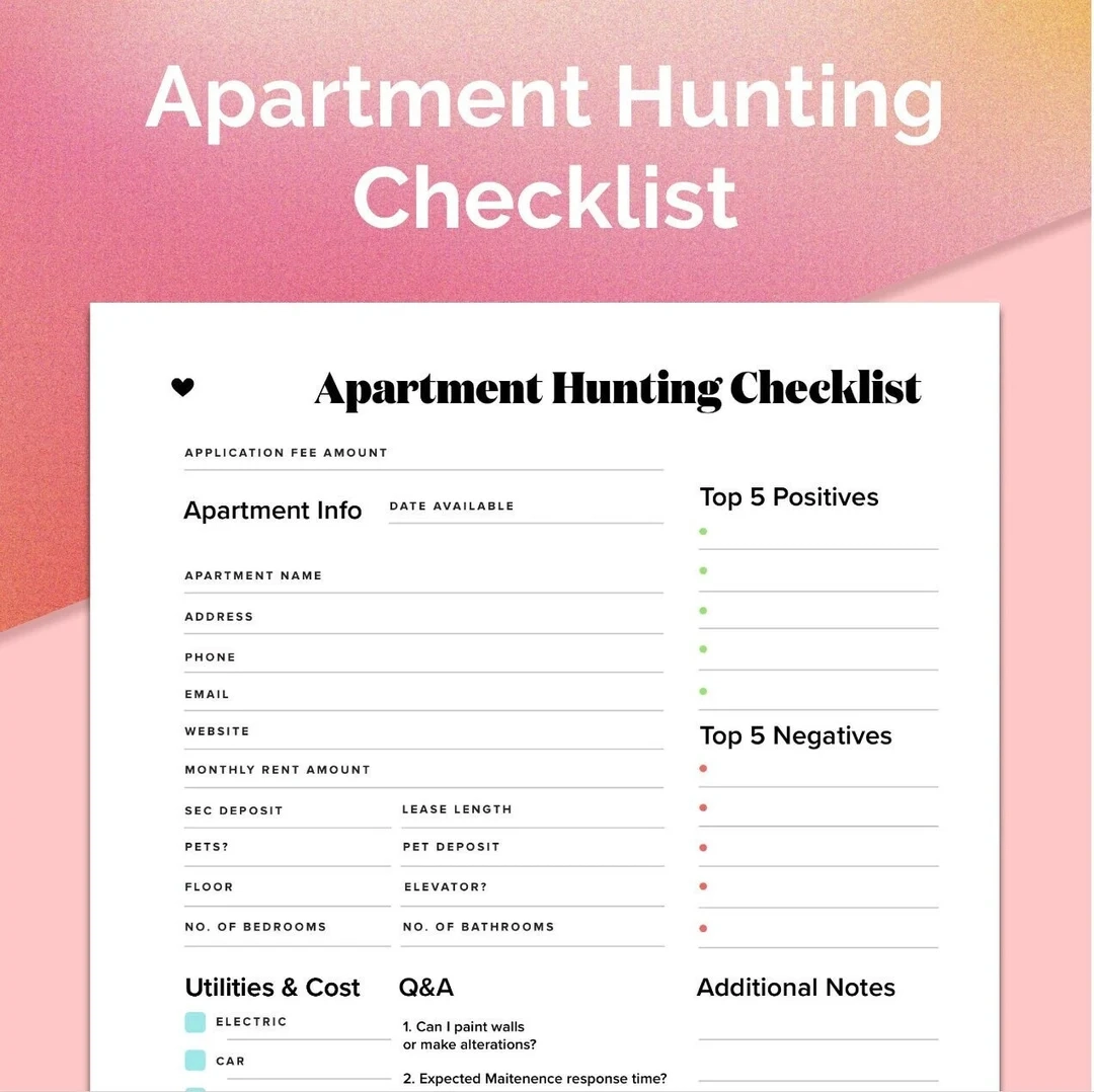 Printable Apartment Comparison Worksheet