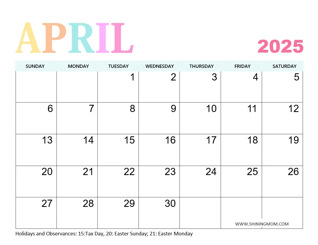 April 2025 Calendar 40 Best Free Printable Templates 