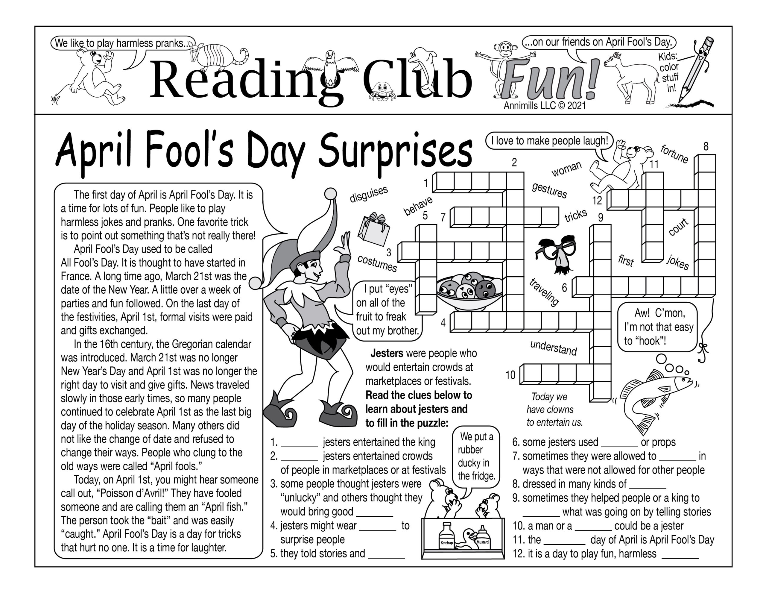 April Fools Day Surprises Printable Puzzles Worksheets Library