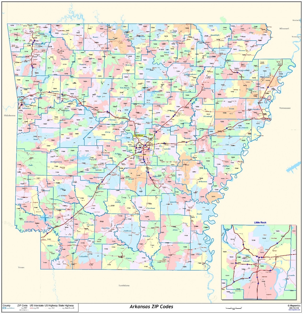 Printable Arkansas Zip Code Map