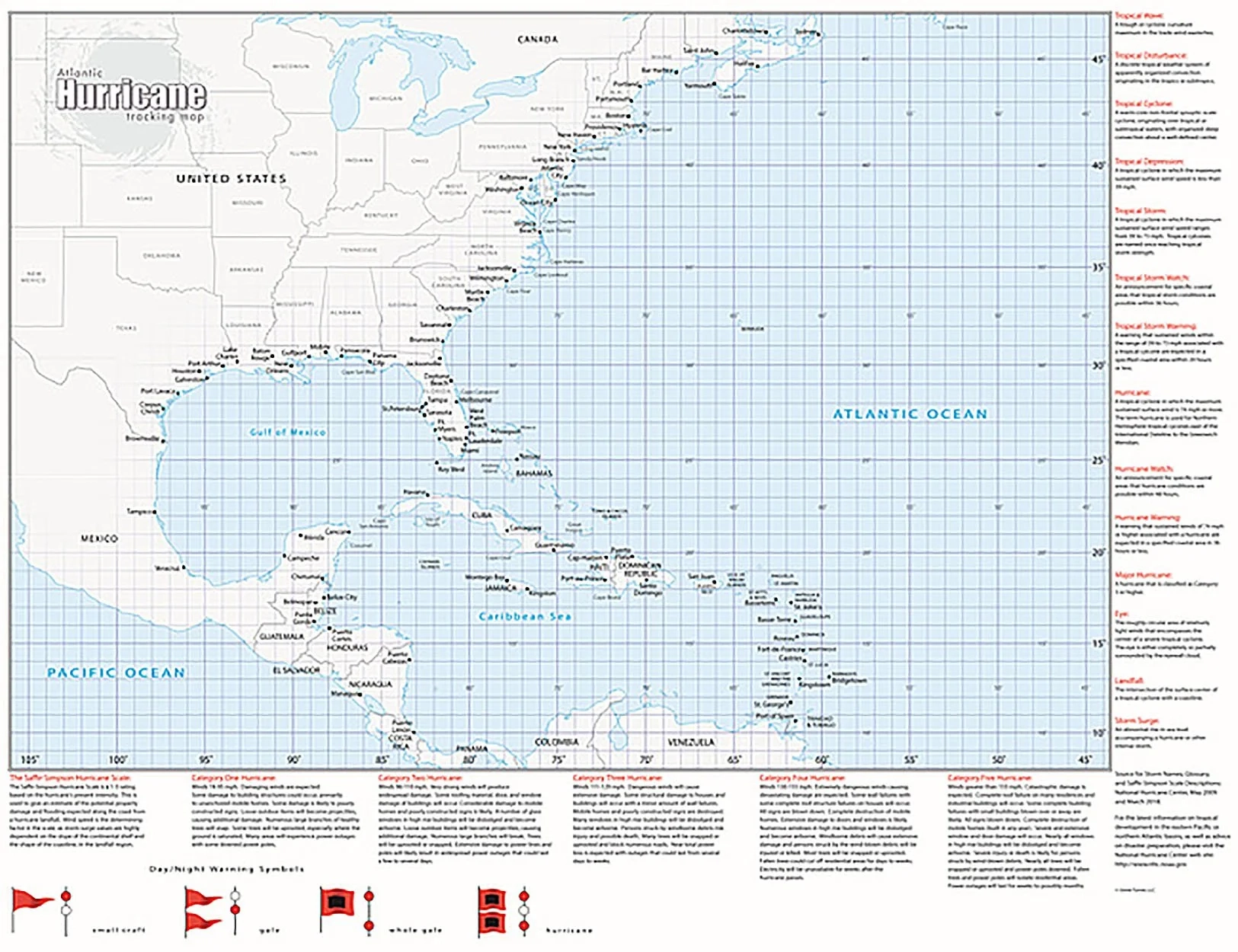 Atlantic Hurricane Tracking Map Texas Map Store