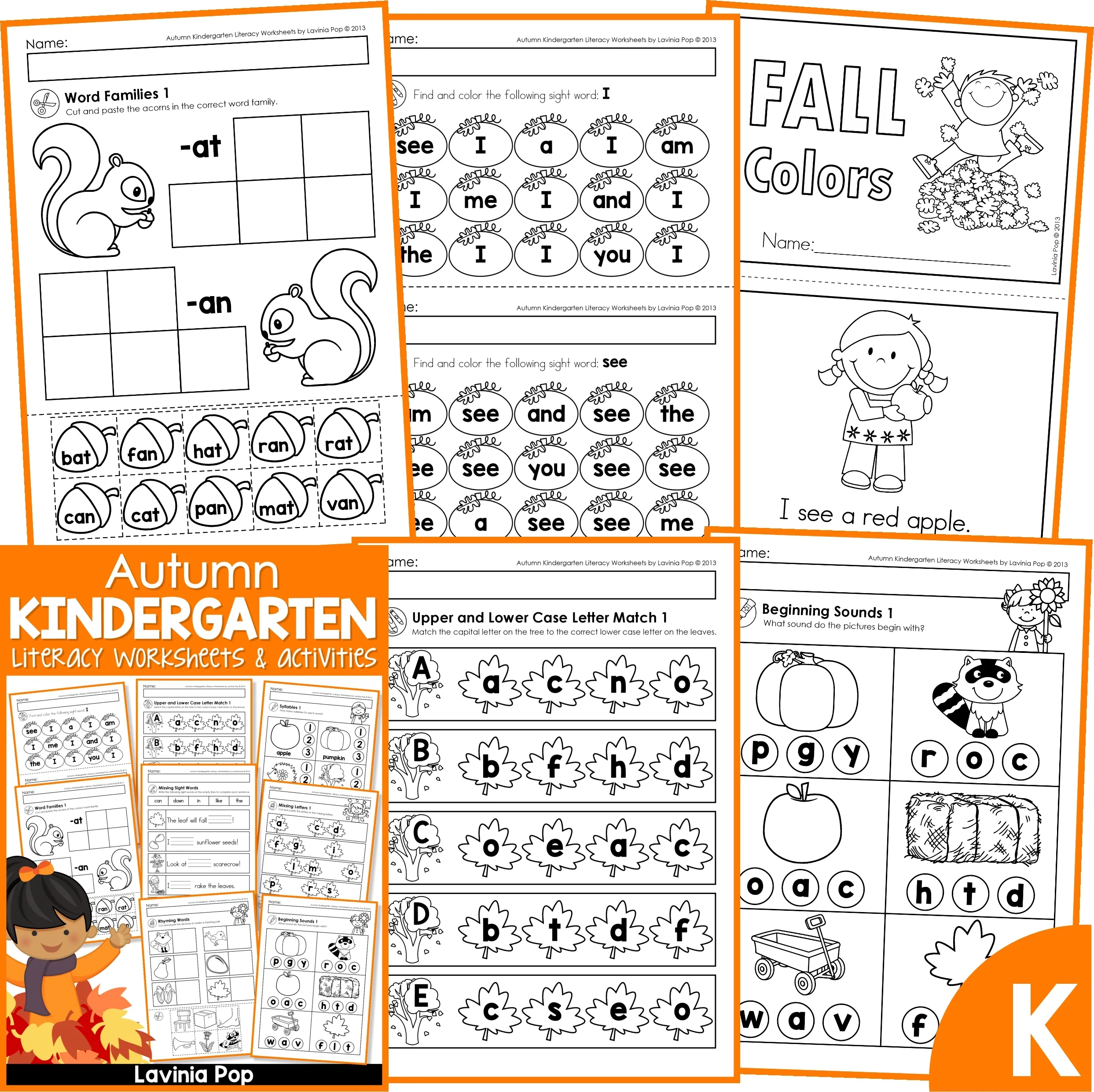 Autumn Fall Kindergarten Literacy Worksheets And Activities No Prep
