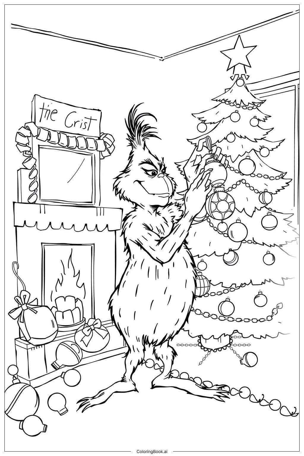 Baby Grinch Playing In The Snow 2 Coloring Page Free PDF PNG Printable 