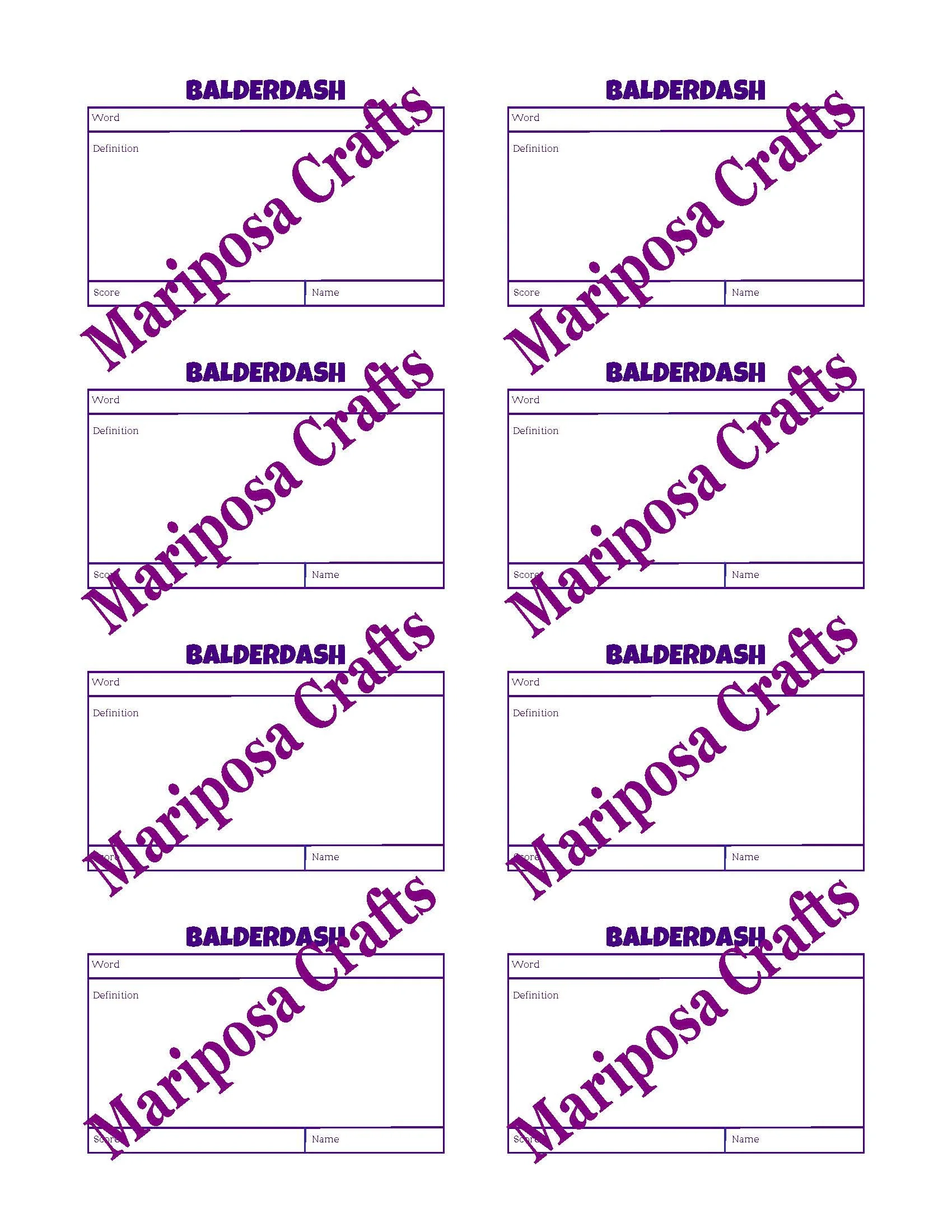 Balderdash Extra Score word Cards Digital Download Etsy