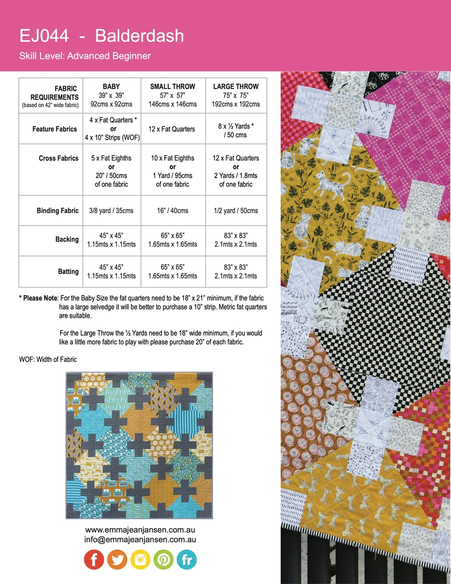 Balderdash Quilt Pattern PDF Emma Jean Jansen