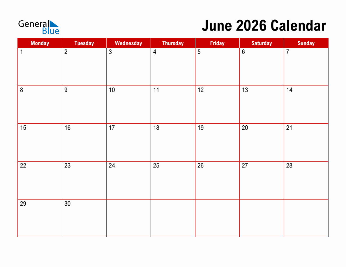 May June Calendar 2026 Printable