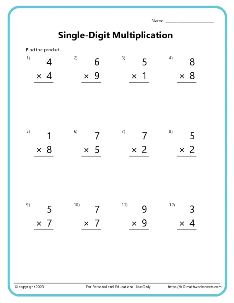 Free Printable Simple Multiplication Worksheets Free Printable Simple Multiplication Worksheets