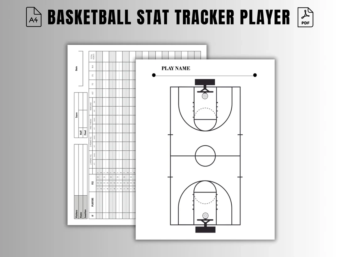 Basketball Stat Tracker Player Basketball Score Card Printable Basketball Score Tracker Vertical Layout Single sided Basketball Stat Etsy