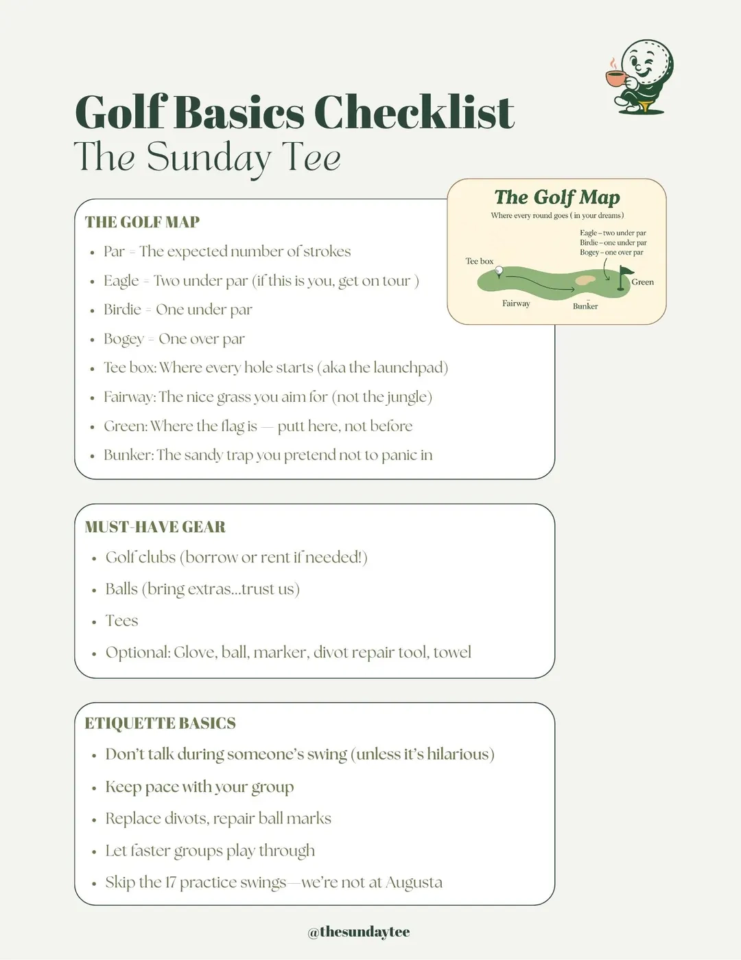 Printable Golf Cheat Sheet