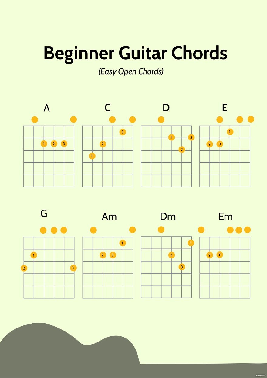Beginner Guitar Chords Chart In Illustrator PDF Download Template