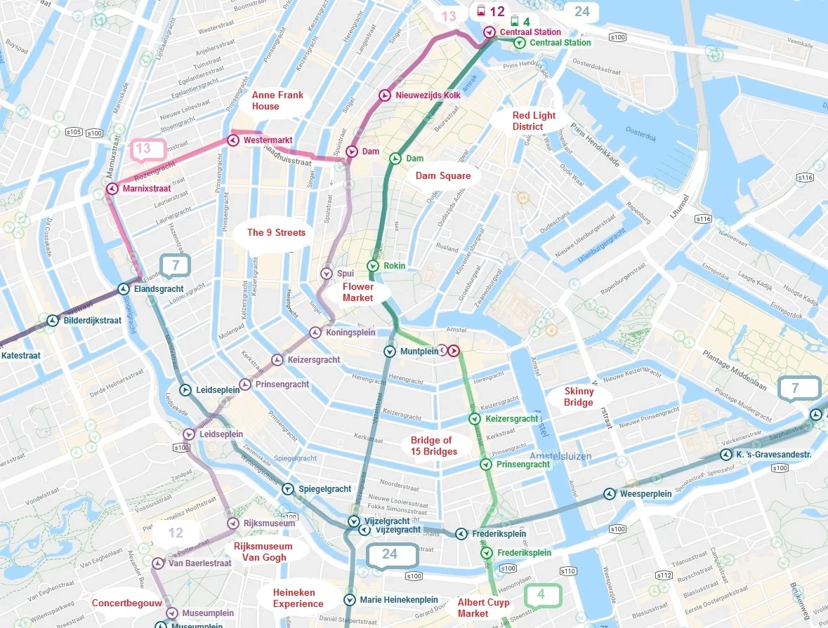 Printable Amsterdam Tram Map