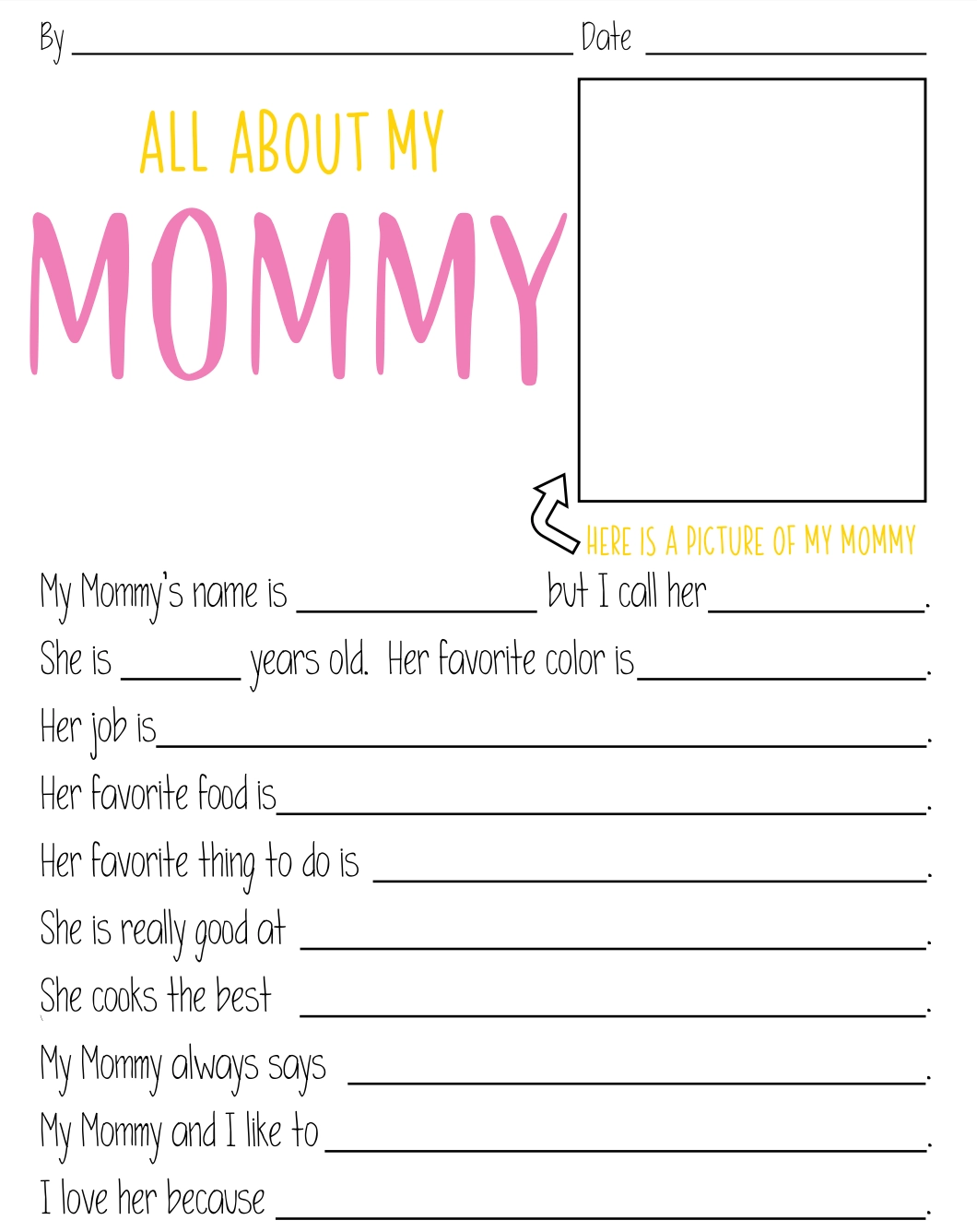 Best Free Printable Mother s Day Questionnaire For Kids All About My Mom 